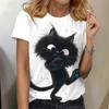 Модная и минималистичная женская футболка с рисунком животных, круглым вырезом и короткими рукавами
