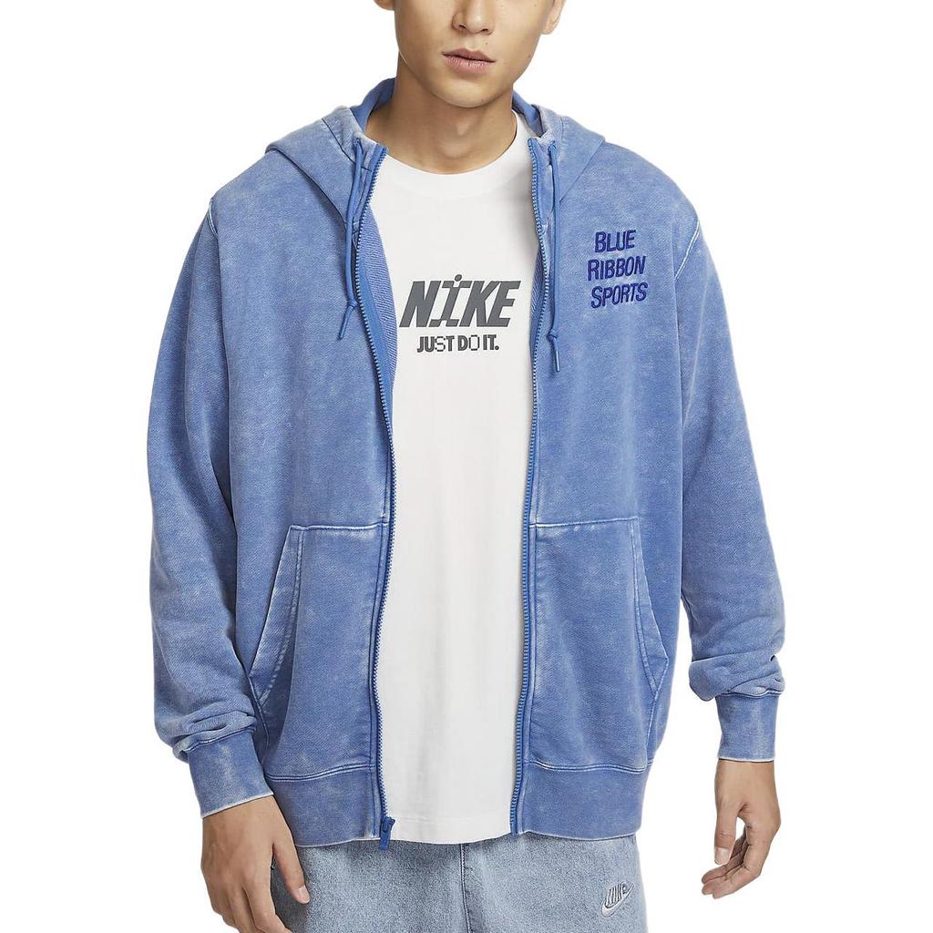 Nike Club Logo Zip-Up Hoodie Outdoor Casual Sports Jacket Men Jackets Stone-Blue HQ6040-486