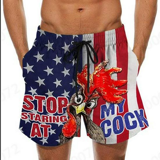 Мужские плавки с 3D-принтом головы индейки и бананов