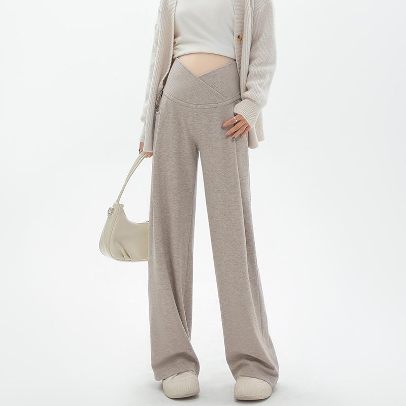 Корейские брюки для беременных с широкими штанинами: Поддержка живота, повседневный ретро-стиль, подходит для всех сезонов