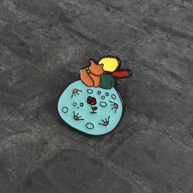 Синяя эмаль Уникальная брошь-пинка с мультяшным персонажем Стильный значок из сплава для ношения Унисекс