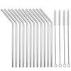 12pcs Reusable Stainless Steel Straws Bent Straws for 20oz Tumbler with 4pcs Soft Brush