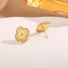 Titanium Steel Gold Four-leaf Clover Stud Earrings, Lucky Four-leaf Clover Five-flower Earrings