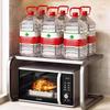Просторная 2-ярусная металлическая подставка для микроволновой печи, настольная полка для хранения духовки и выпечки, не требует сборки, прочный кухонный органайзер