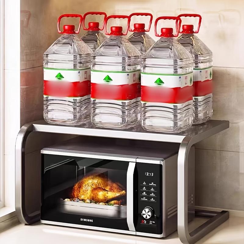 Просторная 2-ярусная металлическая подставка для микроволновой печи, настольная полка для хранения духовки и выпечки, не требует сборки, прочный кухонный органайзер