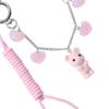Kawaii Pink Flocked Bear Rabbit Keychain Ins Sweet Girly Strawberry Heart Star Keyring Bag Pendant Key Holder Decoration