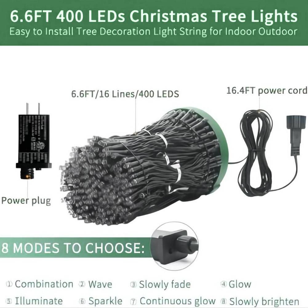 400 LED Christmas Lights 8 Lighting Modes High Brightness Energy Saving Christmas Star Lights For Christmas Wedding Holiday Party Decoration