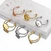 No Fade 5pcs Stainless Steel Adjustable Open Ring Base Cabochon Cameo Blank Settings Glass Bezel Jewelry Making Accessories