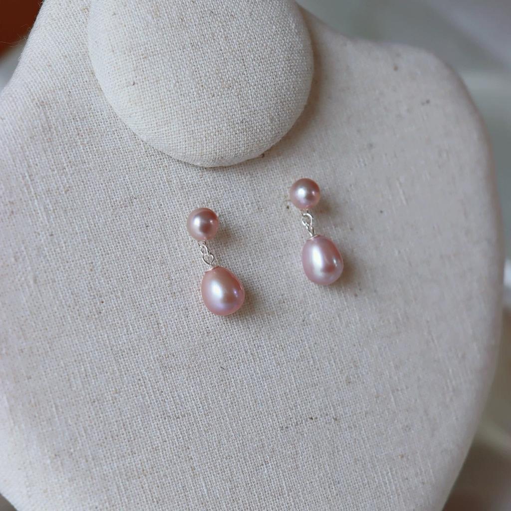 2025 новые натуральные фиолетовые рисовые бусины жемчуг женские легкая роскошь нишевые высококачественные серьги-гвоздики с темпераментом 925 отделка Тремелла plain silver