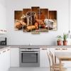 Five piece picture canvas print Coffee and Fresh Croissants