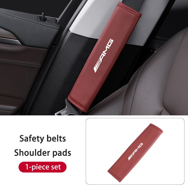 CEV5   Car Seat Belt Leather Safety Belts Cover Shoulder Protection For Mercedes Benz AMG W202 W212 W213 WAMG 220 W221 W222 C180 C200