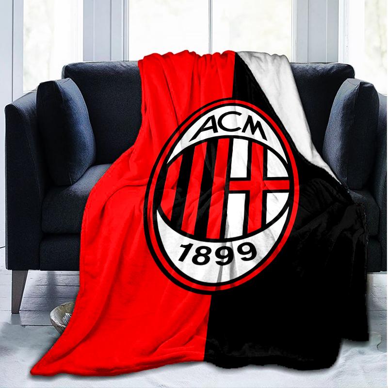 1PC Milan Football club Printed Soft Flannel Blanket Throw for Adult Bedroom Living Room Sofa Camping Travel Fan gifts Christmas Gifts