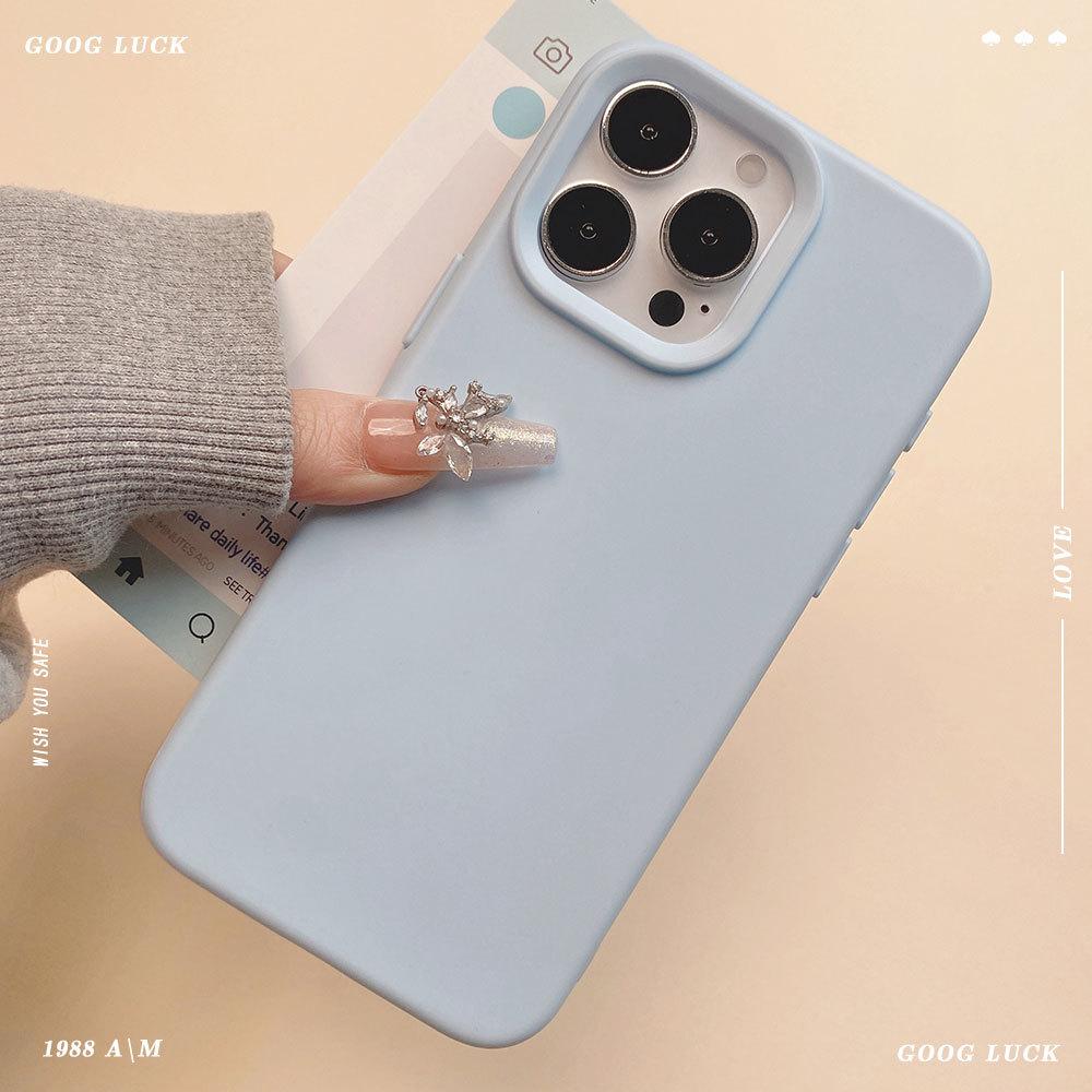 Подходит для Apple 16pro Силиконовый противоударный чехол для мобильного телефона iPhone 13 Простой однотонный 15 Полностью закрывающий матовый защитный чехол