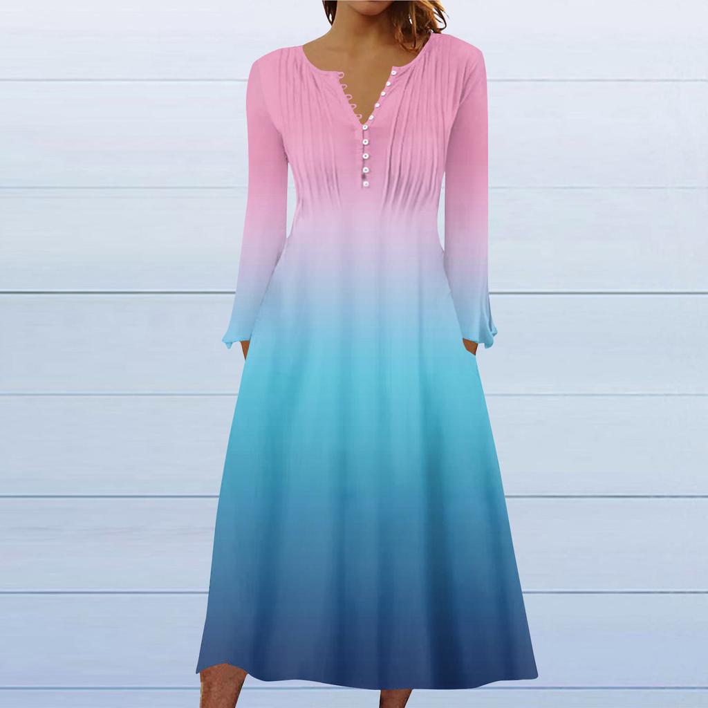 Модное женское повседневное модное однотонное платье с карманами и v-образным вырезом, пуловер с длинными рукавами