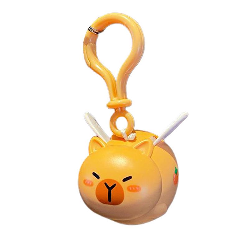 Cute Kapybara Toys Creative Pull String Flying Kapybara Bag Pendant Car Keychain Pendant Decompression Kapybara Doll Keychain