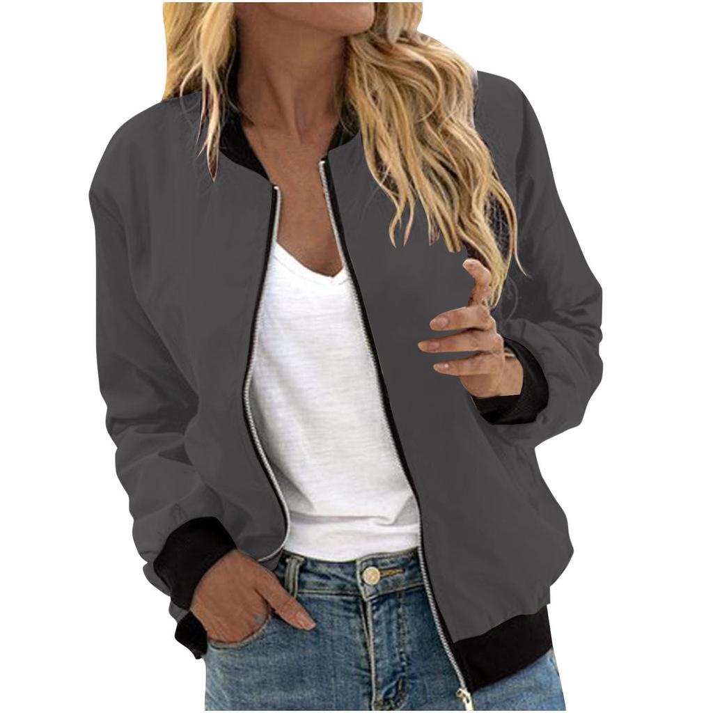 Women's Outerwear Long Sleeve Casual Zipper Tops Cardigan Shirt Slim Jacket For Women
