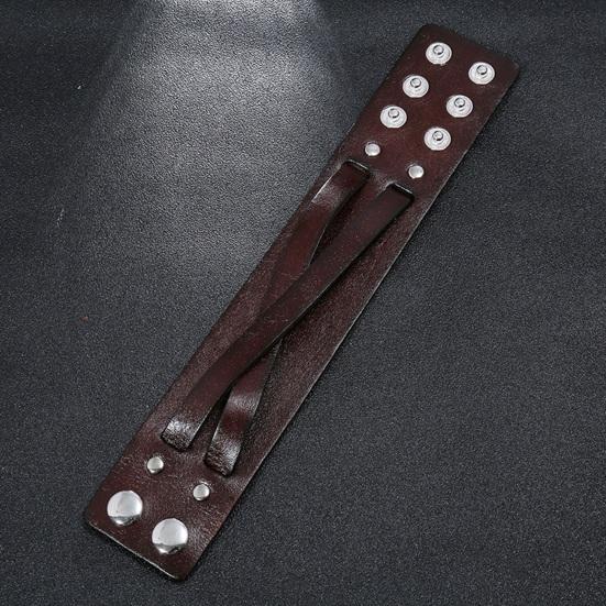 Men Bracelet Faux Leather Solid Color Smooth Punk Style Button Closure Lightweight Individual Cross Strap Men Accessory