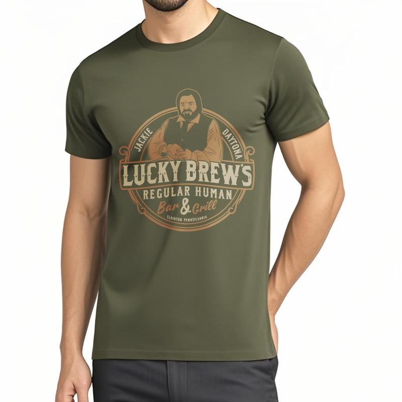 Stylish For Him Summer Tshirt Lucky Brews Regular Human Bar And Grill Short Sleeve Soft Oneck Women Tops Relaxed Fit Tshirt