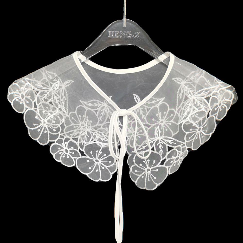1pc Sexy Lace Fake Collar Shirt Shawl Flower Crochet Neckline Collars Women Detachable Collar Half Shirt Faux Collar Lace Fabric