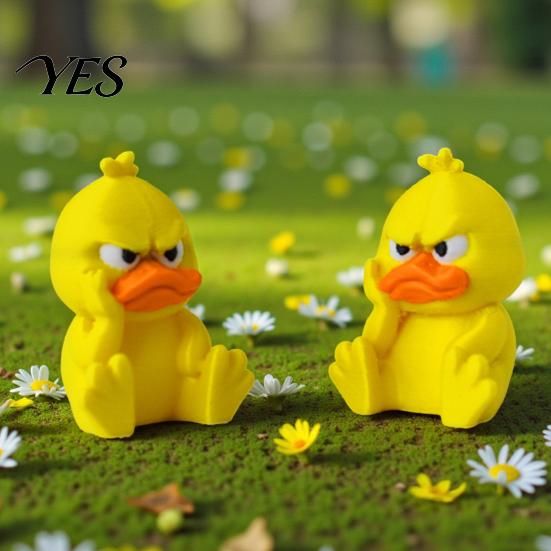 Игрушка для снятия стресса на рабочий стол, 3D-печатная фигурка желтой утки, забавная статуэтка с живыми выражениями, украшение для приборной панели автомобиля, милые миниатюрные ornaments для
