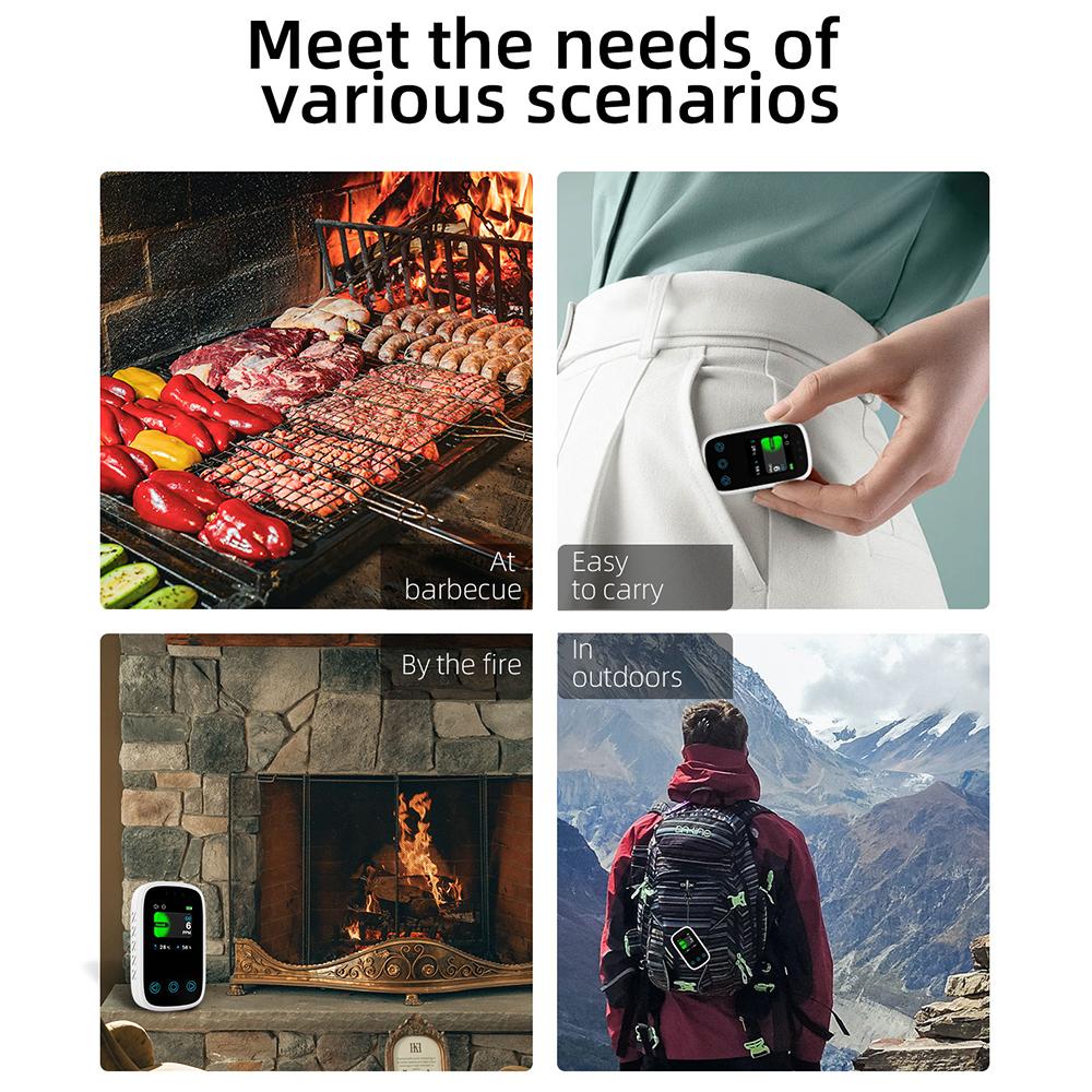 3 in 1 Portable Carbon Monoxide Detector Temp Humi Meter Rechargeable Travel Mini CO Detector Vibration Sound Alarm LED Screen