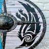 Handmade Viking Wooden Shield Tribal Raven Design, Norse LARP Cosplay