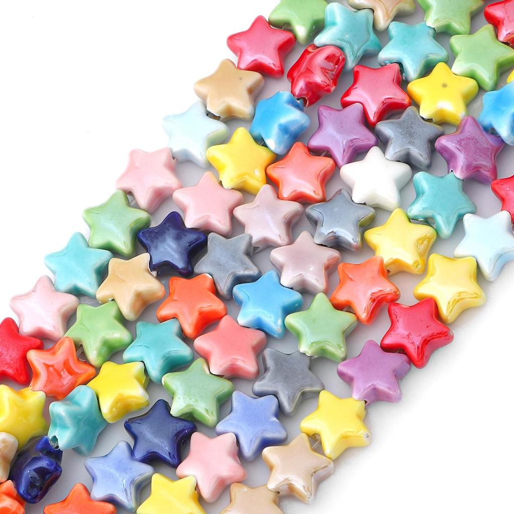 10 шт., 14 мм, выбор цвета, керамические бусины с пятиконечной звездой для изготовления ювелирных изделий, ожерелье, браслет, серьги «сделай сам»