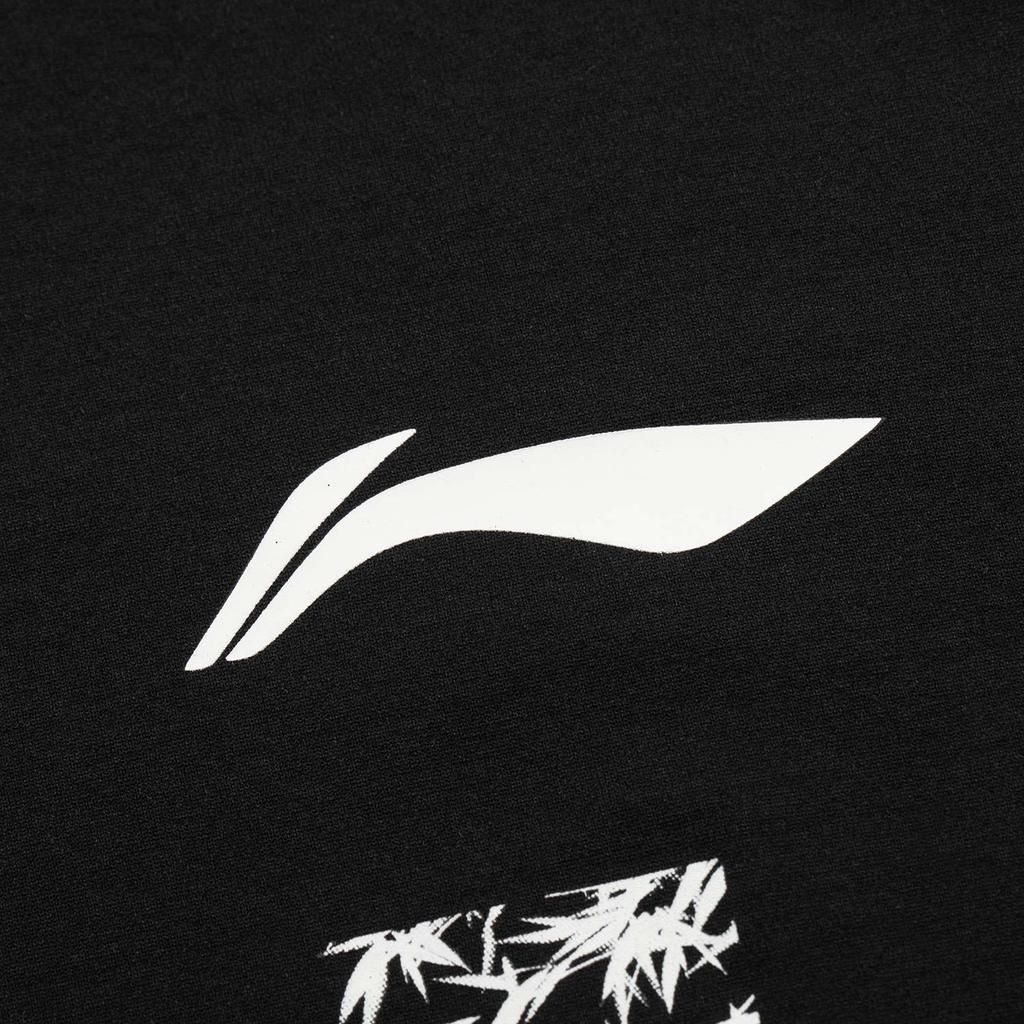 Футболка Li Ning Badminton Series с принтом логотипа и круглым вырезом, удобная, универсальная, дышащая, с коротким рукавом, мужская, черная, AHSU893-1