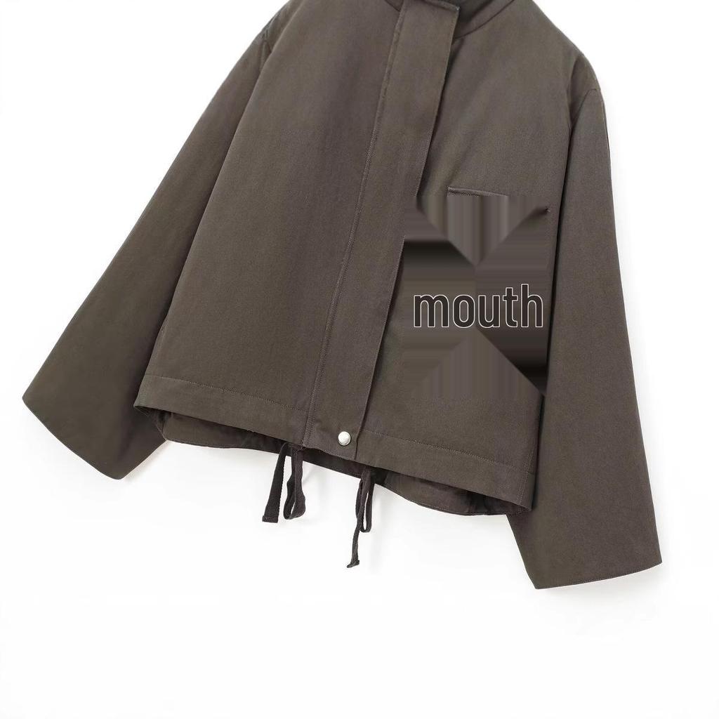 2024 Autumn Women's European & American Style Fashion Waxed Leather Jacket with Corduroy Collar