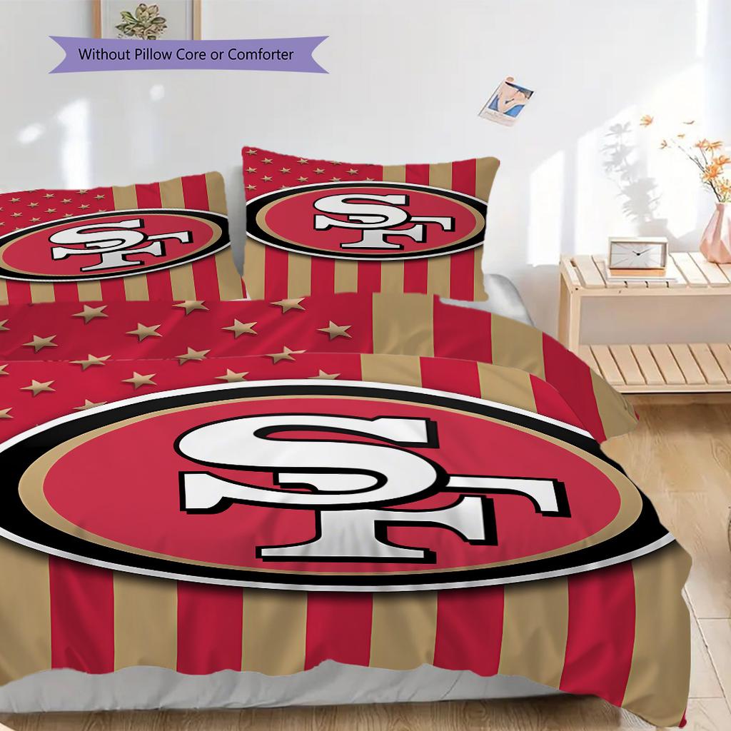 San Francisco 49ers Pattern Bedding Quilt Set Quilt Cover Pillowcase Home Decoration Birthday Gift (1 * duvet cover + 2 * pillowcase, without core)