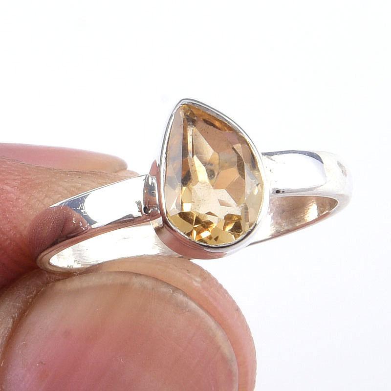 Натуральный цитрин, драгоценный камень, ручная работа, кольцо из стерлингового серебра 925 пробы, размер 6 K8P81