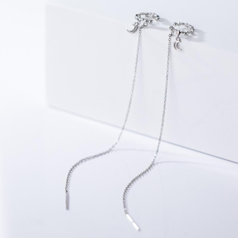 Skinny Face, Long Earphones, Ear Bone Clips, Women Wear Two Personality, Simple Temperament, Slightly Inlaid With Stars, Moon Earrings