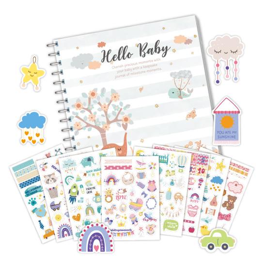 Yousheng Baby Growth Record Book Scrapbook Stickers Story-like Baby Milestone Album DIY Friendly Baby Development Scrapbook