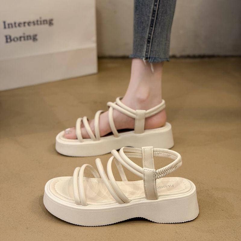 Фея римские сандалии женские 2025 лето новый студент фея мягкая подошва одно слово толстая подошва с юбкой сандалии