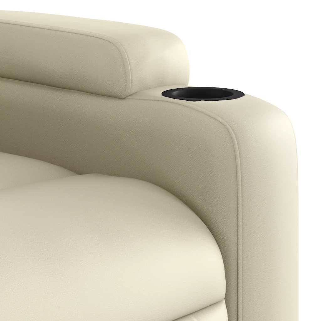 Electric Recliner Chair Cream Faux Leather