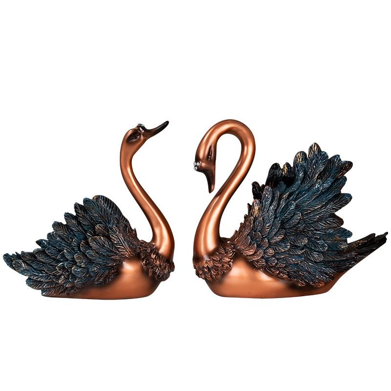 Resin Couple Swan Ornaments Creative Wine Rack TV Cabinet Artistic Figurine Furnishings Home Decoration Christmas Gifts