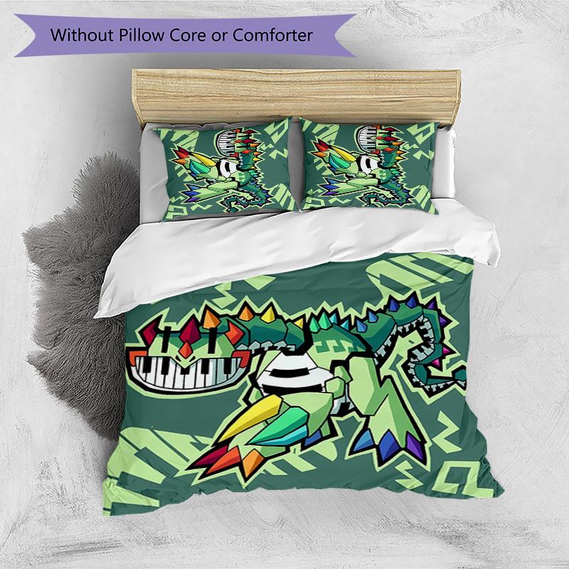 Pianosaurus Printed 3PCS Bedding Set Soft Breathable Duvet Cover Pillowcases Set Washable Bedroom Decor Home Gift