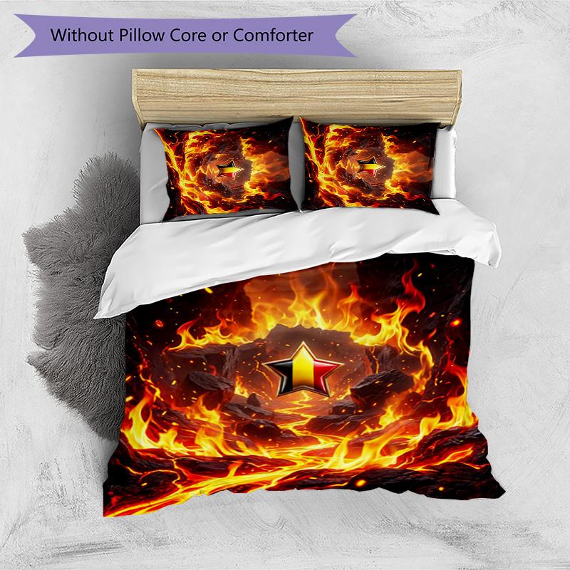 Belgium Football Printed Bedding 3 Piece Set Cozy Breathable Bed Cover Set as Housewarming Holiday Gift