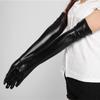 Black Wear Catsuit Accessory Cosplay Leather Faux Long Latex Gloves Adult Sexy Fetish