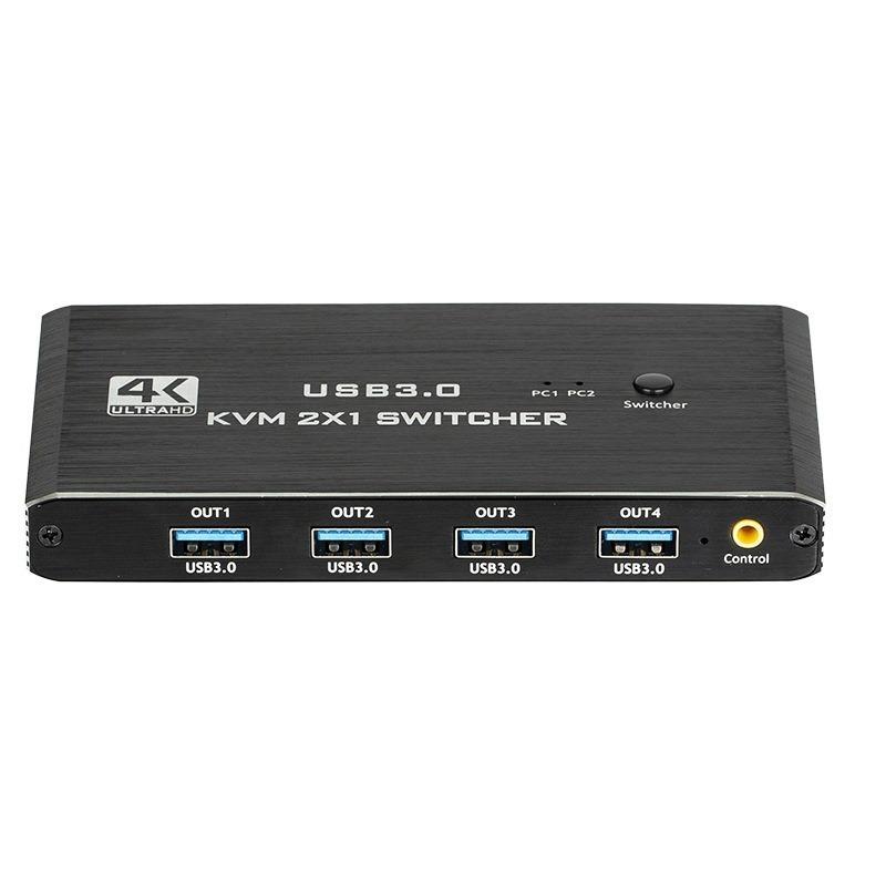 4K@60Hz HDMI-совместимый переключатель 2x1 для 2 компьютеров, позволяющий использовать один монитор и 4 USB-устройства для клавиатуры, мыши, принтера