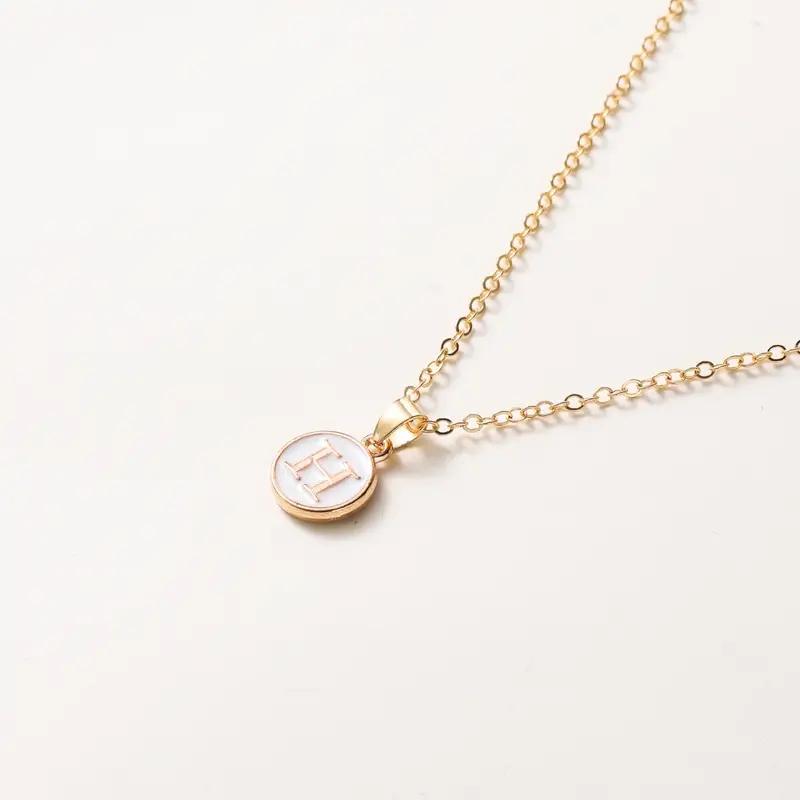 1pc Women Elegant and Exquisite O-chain 26 Letter Necklace Pendant, Golden Minimalist Necklace