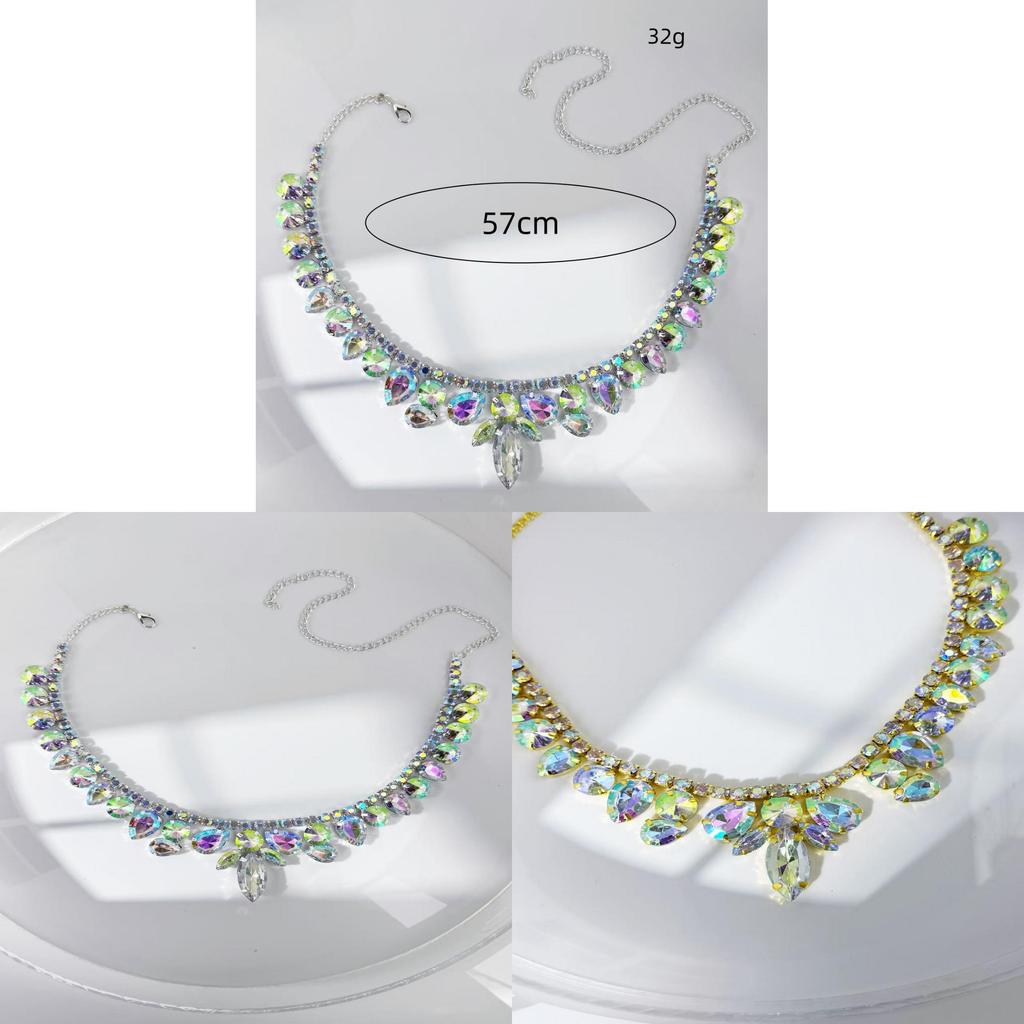 Geometric Water Diamond Pendant Necklace For Women With Gold Or Silver Plating For Casual Wear