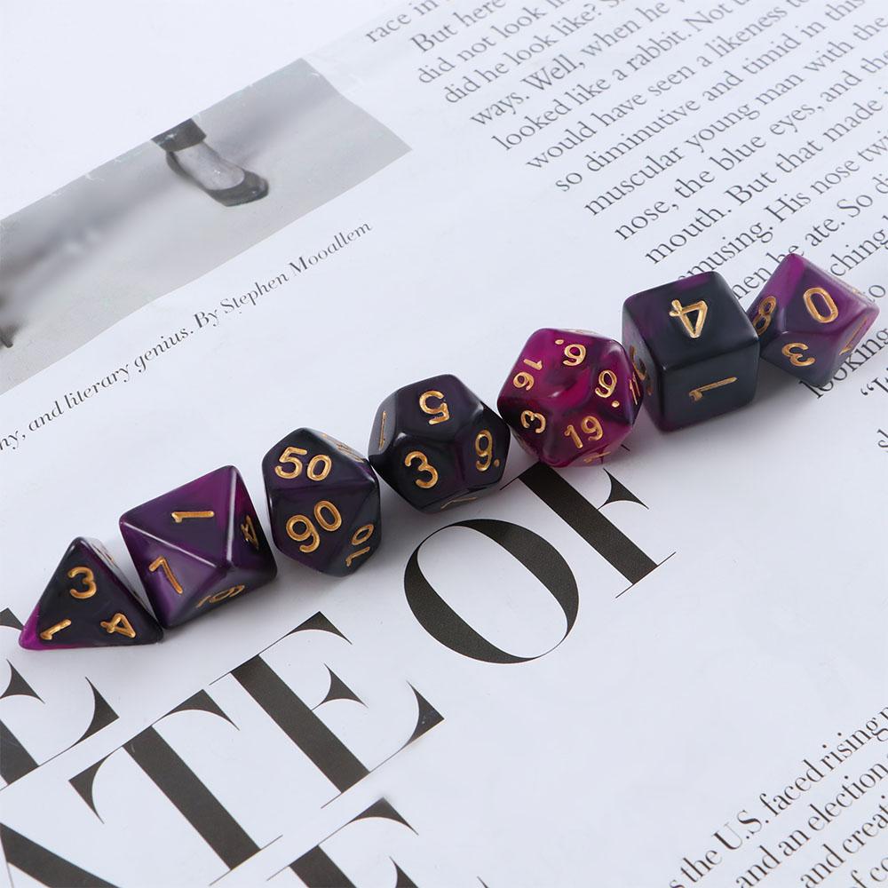 7 шт./Набор Игровые кости для RPG Подземелий Смешанные цвета Многогранные кости Двухцветные Акриловые кости