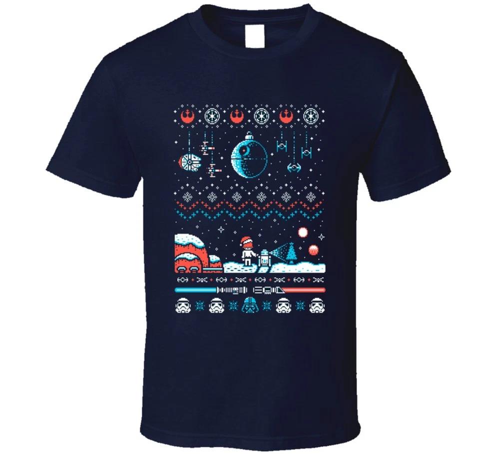 Star Wars Ugly Christmas tee - Cross Stitch Star Wars Combo T Shirt