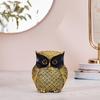 Modern Classy Happy Owl Resin Art Figure Showpiece (Pack of 1, Black and Golden)