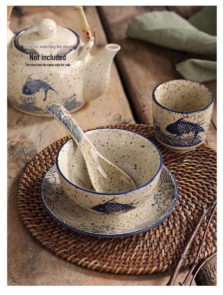 Керамическая тарелка ручной росписи в ретро-стиле, 6 дюймов, круглая - Пепельница, Плевательница, Тарелка для чая, Сухофруктов, Мелких закусок, Десертов.