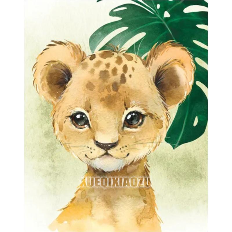 Мультяшное Животное Алмазная Живопись Растительный Лист Лев Зебра Жираф Слон Алмазная Вышивка Крестиком Подарок для Малышей Детей Домашний Декор