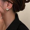 Solid Color Love Heart Earrings Jewelry Accessories Piercing Ear Stud Metal Stud Earring  Women
