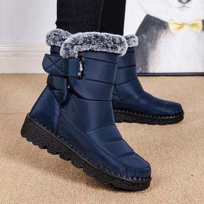 Женские зимние ботинки на платформе из искусственного меха, больших размеров 44, нескользящие, водонепроницаемые, для улицы, теплые, с плюшевой подкладкой из хлопка