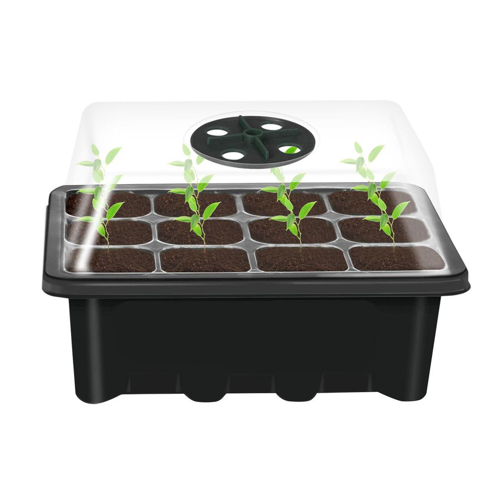 10 Set Seed Trays Seedling Starter Tray (12 Cells Per Tray)with Adjustable Dome Lids and Base Plus